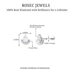 Pear Shape Diamond Solitaire Helix Earring