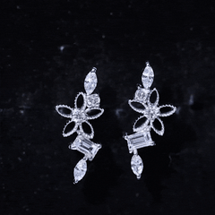 Real Diamond Flower Crawler Earring for Helix Piercing