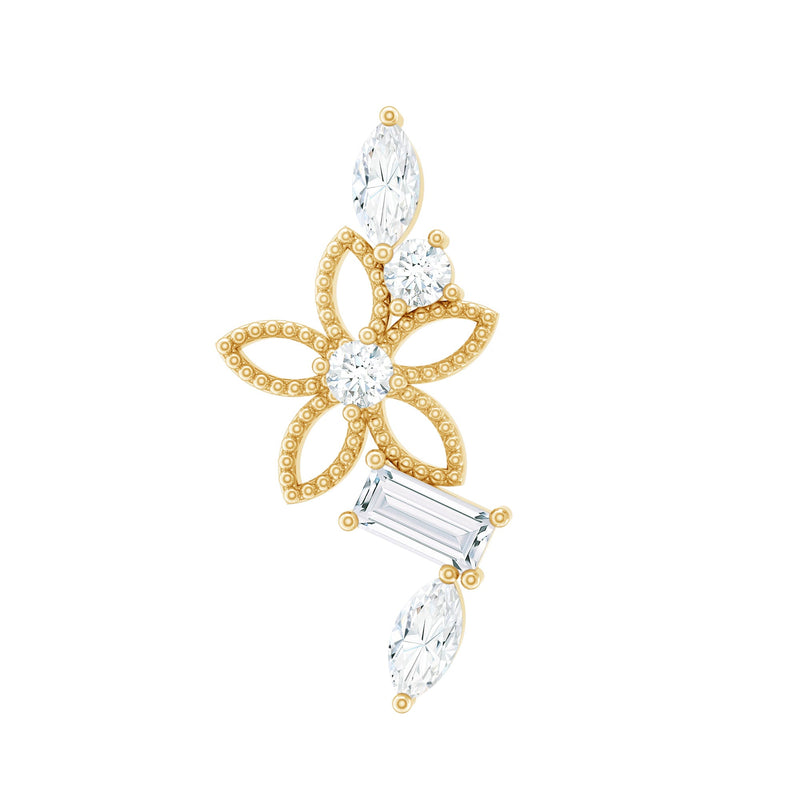 Real Diamond Flower Crawler Earring for Helix Piercing