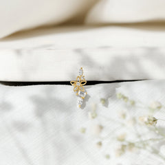 Real Diamond Flower Crawler Earring for Helix Piercing