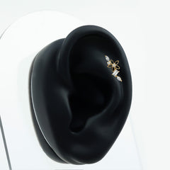 Real Diamond Flower Crawler Earring for Helix Piercing