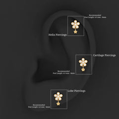 Certified Diamond Flower Helix Drop Earring