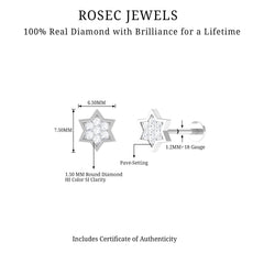 Certified Diamond Star Earring for Helix Piercing