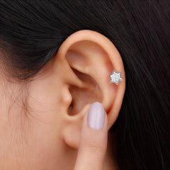 Certified Diamond Star Earring for Helix Piercing