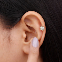 Certified Diamond Star Earring for Helix Piercing