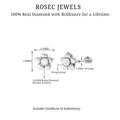 Minimal Diamond Flower Earring for Helix Piercing