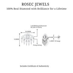 Diamond Evil Eye Earring for Upper Lobe Piercing