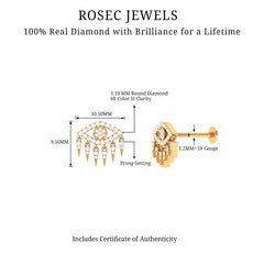 Diamond Evil Eye Earring for Upper Lobe Piercing