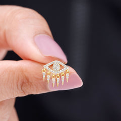 Diamond Evil Eye Earring for Upper Lobe Piercing
