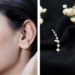 Brilliant Cut Diamond Ear Climber Earring for Helix Piercing