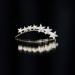 Certified Diamond Star Ear Cuff Earring for Helix Piercing