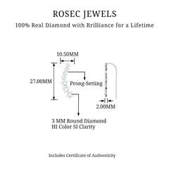 Certified Diamond Star Ear Cuff Earring for Helix Piercing