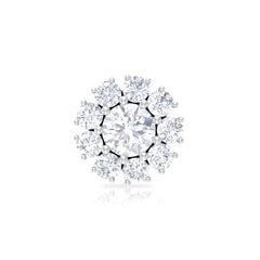 Certified Diamond Cluster Stud Earring with Flat Back