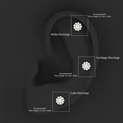 Certified Diamond Cluster Stud Earring with Flat Back