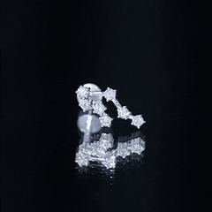 Round Diamond Gemini Zodiac Cartilage Earring