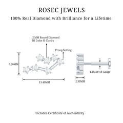 Round Diamond Gemini Zodiac Cartilage Earring