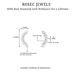 Bezel Set Diamond Ear Crawler Earring with Flat Back