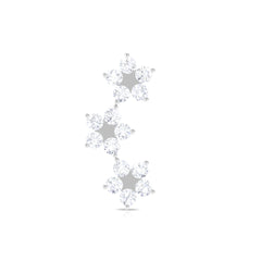 Elegant Diamond Flower Crawler Earring for Helix Piercing