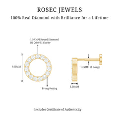 Simple Diamond Open Circle Earring with Flat Back