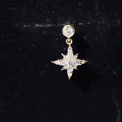 Moissanite Starburst Drop Earring for Cartilage Piercing