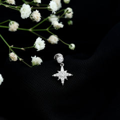 Moissanite Starburst Drop Earring for Cartilage Piercing