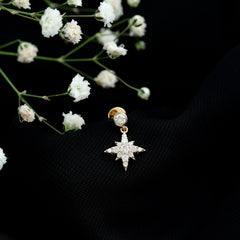Moissanite Starburst Drop Earring for Cartilage Piercing