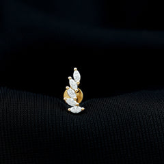 Marquise Moissanite Curved Helix Ear Crawler Earring