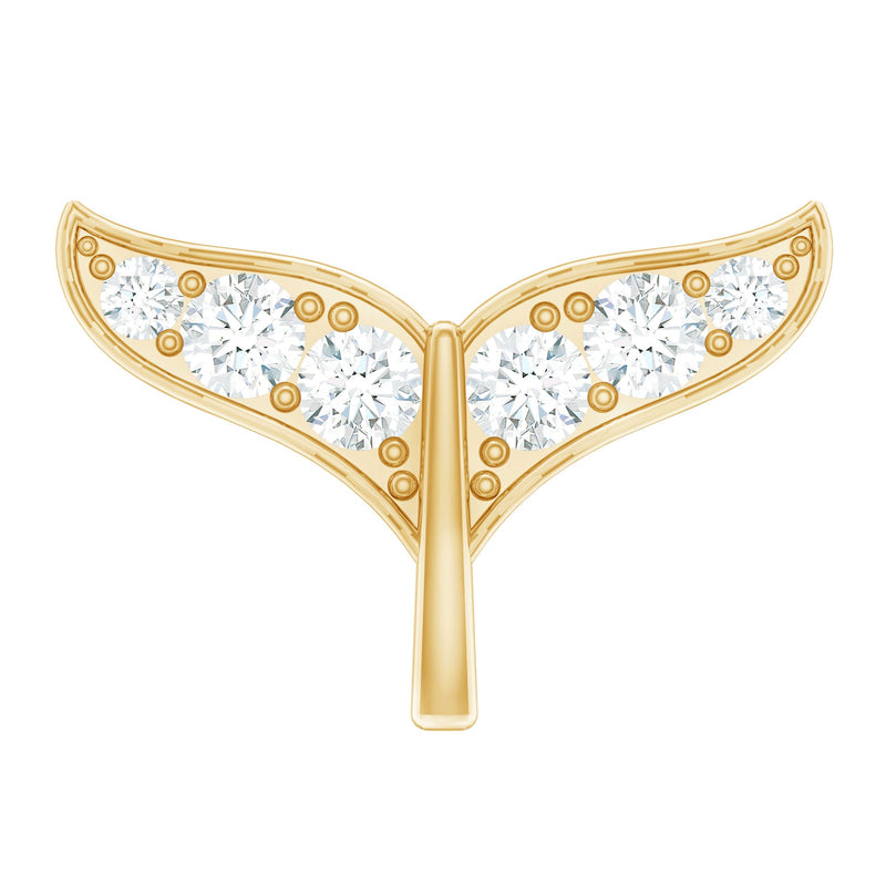 Moissanite Whale Tail Earring for Cartilage Piercing