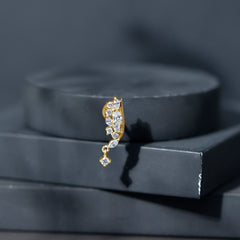 Unique Moissanite Wing Earring for Cartilage Piercing
