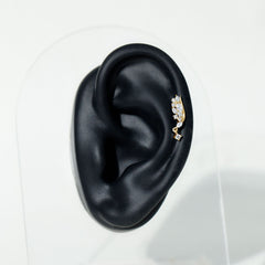 Unique Moissanite Wing Earring for Cartilage Piercing