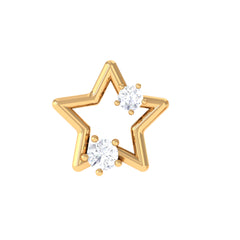 Unique Moissanite Gold Star Upper Lobe Earring