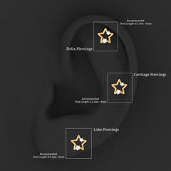 Unique Moissanite Gold Star Upper Lobe Earring