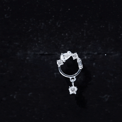 Moissanite Circle Drop Earring for Cartilage Piercing