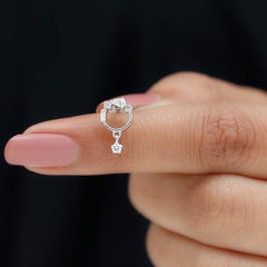 Moissanite Circle Drop Earring for Cartilage Piercing