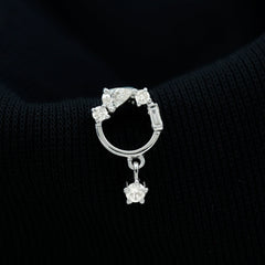 Moissanite Circle Drop Earring for Cartilage Piercing