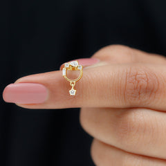 Moissanite Circle Drop Earring for Cartilage Piercing