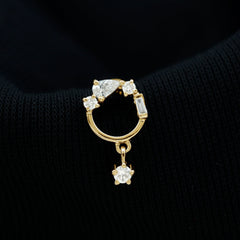 Moissanite Circle Drop Earring for Cartilage Piercing