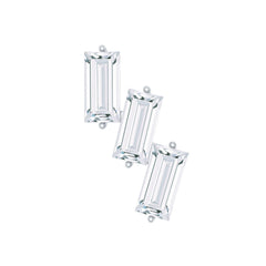 Baguette Cut Moissanite 3 Stone Earring for Helix Piercing