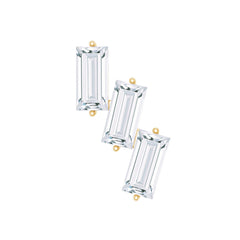 Baguette Cut Moissanite 3 Stone Earring for Helix Piercing