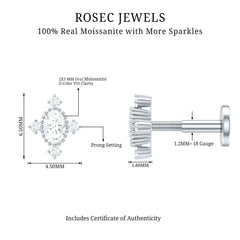 Vintage Inspired Moissanite Oval Conch Earring
