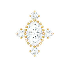 Vintage Inspired Moissanite Oval Conch Earring