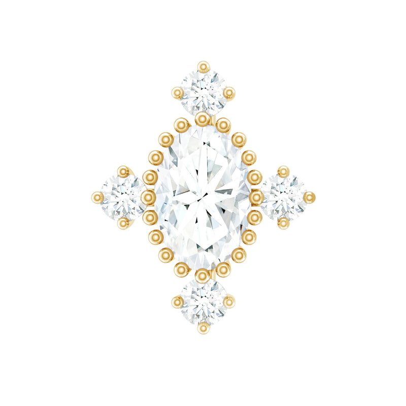 Vintage Inspired Moissanite Oval Conch Earring