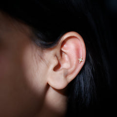 Vintage Inspired Moissanite Oval Conch Earring
