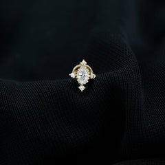Vintage Inspired Moissanite Oval Conch Earring