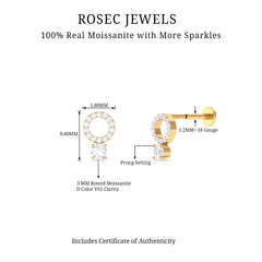 Certified Moissanite Open Circle Cartilage Earring for Women