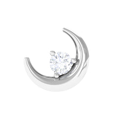 Genuine Diamond Crescent Moon Helix Earring