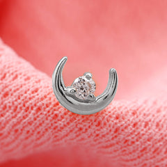 Genuine Diamond Crescent Moon Helix Earring