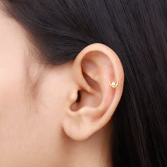 Genuine Diamond Crescent Moon Helix Earring