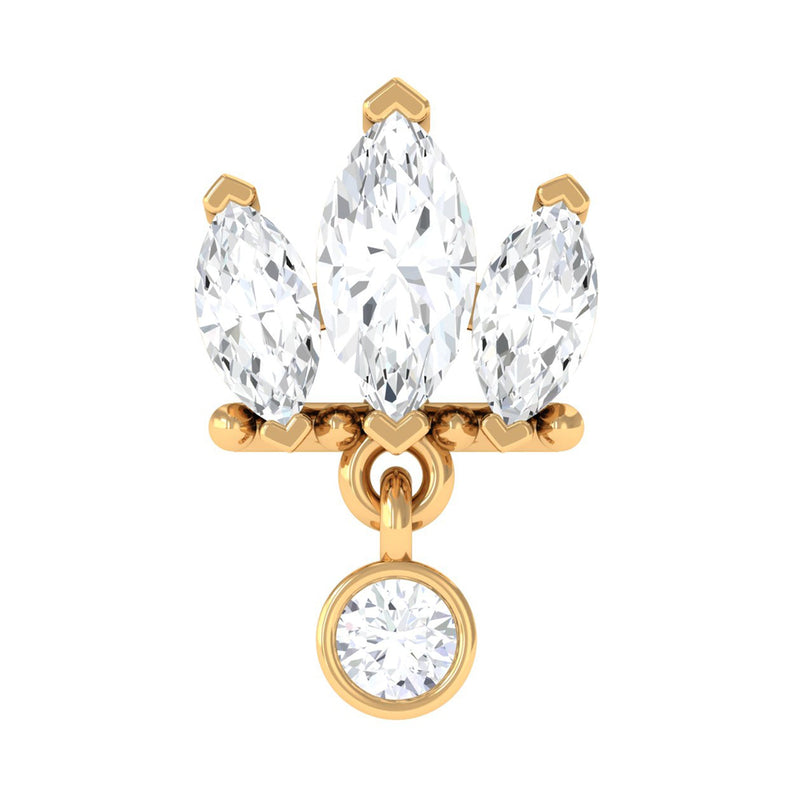 1/4 CT Marquise Moissanite Stud Drop Earring for Helix Piercing