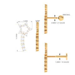 Certified Moissanite Shooting Star Cartilage Earring